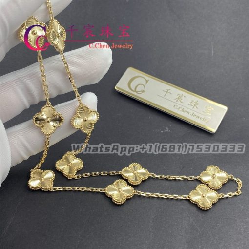 Van Cleef & Arpels Vintage Alhambra Necklace 10 Motifs Guilloché Yellow Gold VCARP3JJ00