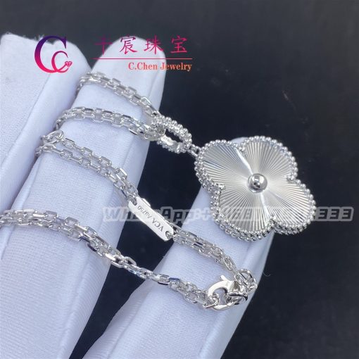 Van Cleef & Arpels Magic Alhambra Long Necklace Guilloché White Gold