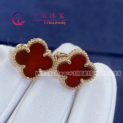 Van Cleef & Arpels Vintage Alhambra Earrings Carnelian Rose Gold