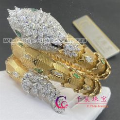 Bulgari Serpenti Yellow Gold Bracelet Diamond And Emerald Bracelet