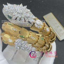 Bulgari Serpenti Yellow Gold Bracelet Diamond And Emerald Bracelet