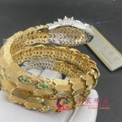 Bulgari Serpenti Yellow Gold Bracelet Diamond And Emerald Bracelet (4)