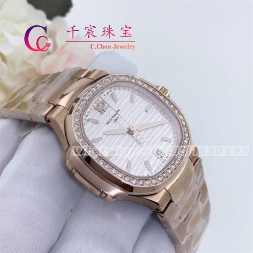 Patek Philippe Nautilus 18k Rose Gold Watch Diamonds Ladies 7118 1200r 001 (2)