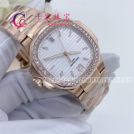 Patek Philippe Nautilus 18k Rose Gold Watch Diamonds Ladies 7118 1200r 001 (6)