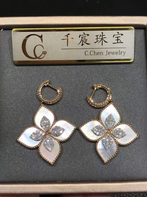 Roberto Coin Princess Flower Mother Of Pearl Diamond Earrings 34mm (4)