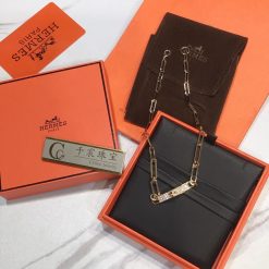 Hermes Kelly Chaine Choker Necklace Diamond Pave 18k Rose Gold (4)