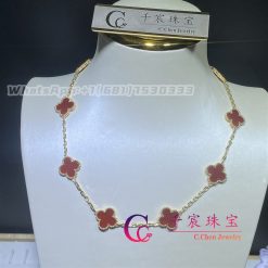 Van Cleef Arpels Vintage Alhambra Necklace 10 Motifs Carnelian Vcard40600 (1)