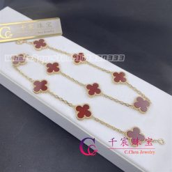 Van Cleef Arpels Vintage Alhambra Necklace 10 Motifs Carnelian Vcard40600 (4)