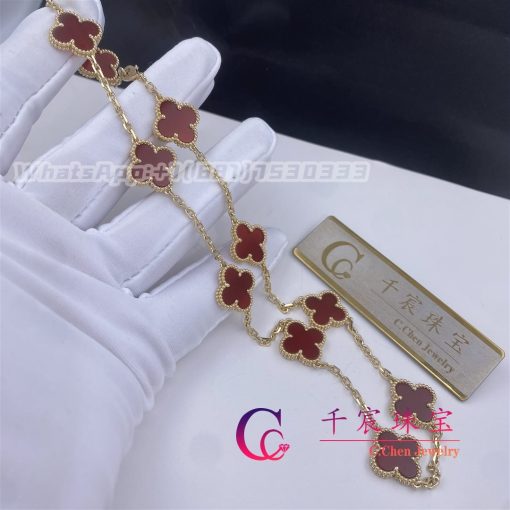 Van Cleef Arpels Vintage Alhambra Necklace 10 Motifs Carnelian Vcard40600 (5)