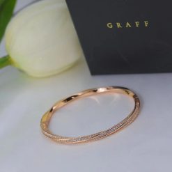 Graff Spiral Pave Diamond Bangle Rose Gold RGB349S