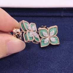 Roberto Coin Princess Flower Earrings In Rose Gold With Malachite And Diamonds Adv888ea1837 01 (2)