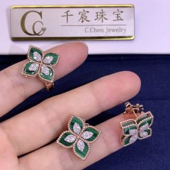 Roberto Coin Princess Flower Earrings In Rose Gold With Malachite And Diamonds Adv888ea1837 01 (7)