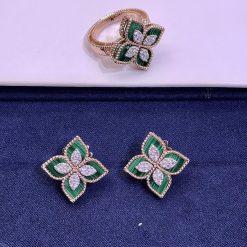 Roberto Coin Princess Flower Earrings In Rose Gold With Malachite And Diamonds Adv888ea1837 01 (8)