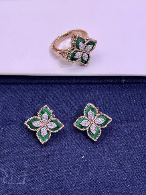 Roberto Coin Princess Flower Earrings In Rose Gold With Malachite And Diamonds Adv888ea1837 01 (8)