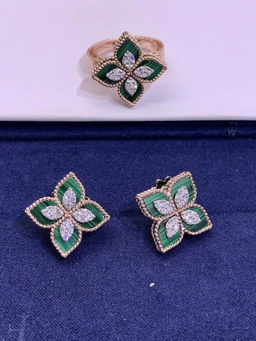 Roberto Coin Princess Flower Earrings In Rose Gold With Malachite And Diamonds Adv888ea1837 01 (9)