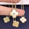 Van Cleef & Arpels 2018 Gold Mother Of Pearl Alhambra Diamond Holiday Pendant Necklace