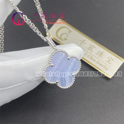 Van Cleef & Arpels Magic Alhambra Long Necklace White Gold Chalcedony VCARP6L900