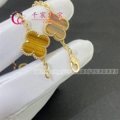 Van Cleef & Arpels Vintage Alhambra Bracelet 5 Motifs Yellow Gold Tiger Eye VCARD35600