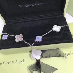 Van Cleef & Arpels Magic Alhambra Bracelet 5 Motifs White Gold Chalcedony Mother-of-pearl VCARL62400