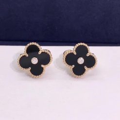 Van Cleef & Arpels Vintage Alhambra Limited Edition Earrings Onyx and Diamonds pecial Edition VCARP2B100