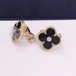 Van Cleef & Arpels Vintage Alhambra Limited Edition Earrings Onyx and Diamonds pecial Edition VCARP2B100