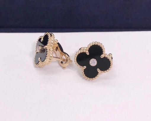 Van Cleef & Arpels Vintage Alhambra Limited Edition Earrings Onyx and Diamonds pecial Edition VCARP2B100