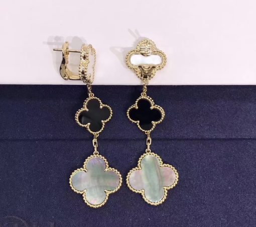 Van Cleef & Arpels Magic Alhambra Earrings 3 Motifs Mother-of-pearl Onyx VCARD79000