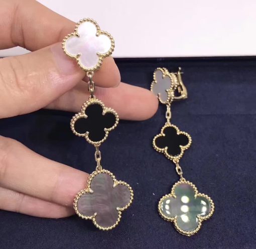 Van Cleef & Arpels Magic Alhambra Earrings 3 Motifs Mother-of-pearl Onyx VCARD79000