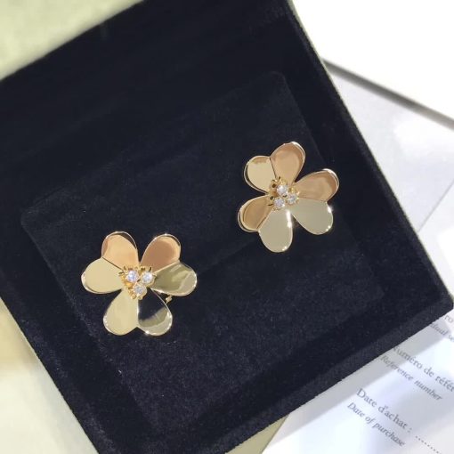 Van Cleef & Arpels Frivole Earrings Large Model Yellow Gold Diamond VCARB65900