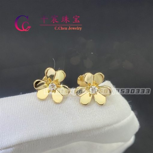 Van Cleef Arpels Frivole Earrings Mini Model Yellow Gold VCARP0J300