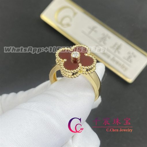 Van Cleef Arpels Vintage Alhambra Ring Yellow Gold Carnelian Vcard40800 (1)