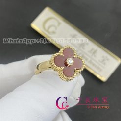 Van Cleef Arpels Vintage Alhambra Ring Yellow Gold Carnelian Vcard40800 (2)