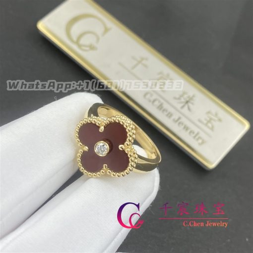 Van Cleef Arpels Vintage Alhambra Ring Yellow Gold Carnelian Vcard40800 (3)