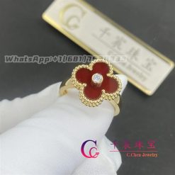 Van Cleef Arpels Vintage Alhambra Ring Yellow Gold Carnelian Vcard40800 (6)