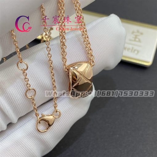 Chanel Coco Crush Necklace Quilted Motif 18k Rose Gold J11356