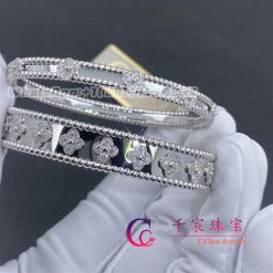 Van Cleef Arpels Perlee Clovers Bracelet Medium Model White Gold Diamond Vcarn5b100 (5)