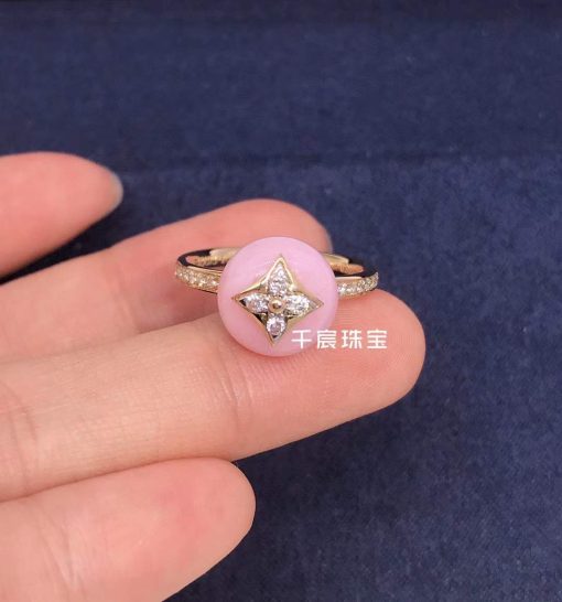 Louis Vuitton B Blossom Ring Pink Opal and PavÉ Diamond Q9M00F