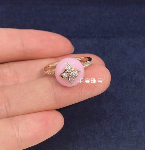 Louis Vuitton B Blossom Ring Pink Opal and PavÉ Diamond Q9M00F