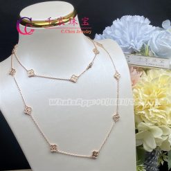 Van Cleef Arpels Sweet Alhambra Long Necklace 16 Motifs Rose Gold VCARO8DG00