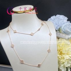 Van Cleef Arpels Sweet Alhambra Long Necklace 16 Motifs Rose Gold VCARO8DG00