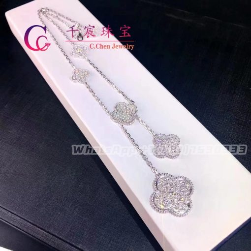 Van Cleef Arpels Magic Alhambra Necklace 6 Motifs White Gold Diamond VCARN9MP00