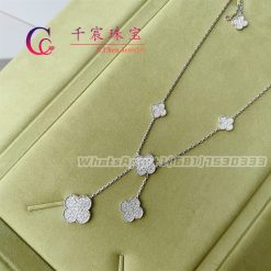 Van Cleef Arpels Magic Alhambra Necklace 6 Motifs White Gold Diamond VCARN9MP00