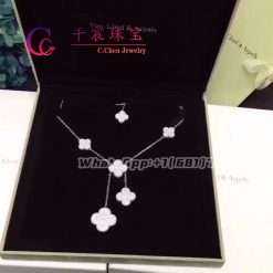 Van Cleef Arpels Magic Alhambra Necklace 6 Motifs White Gold Diamond VCARN9MP00