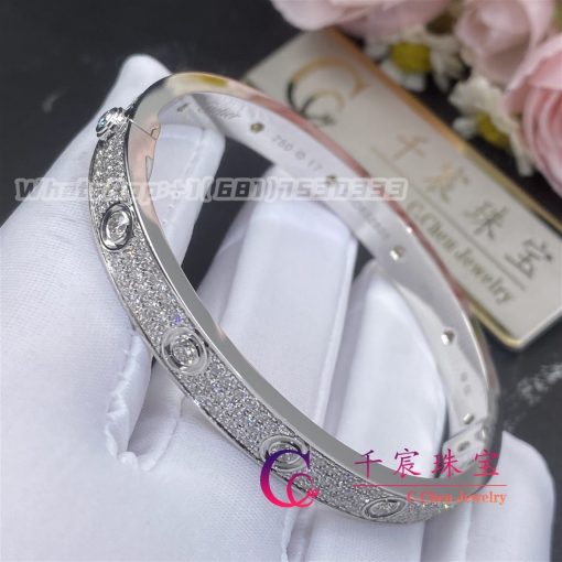 Cartier Love Bracelet Diamond Paved White Gold N6033602 (5)