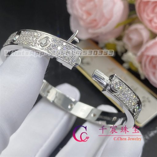 Cartier Love Bracelet Diamond Paved White Gold N6033602 (6)