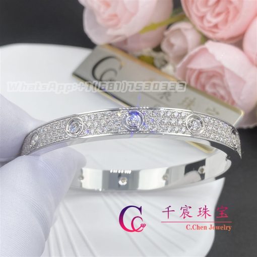 Cartier Love Bracelet Diamond Paved White Gold N6033602 (7)