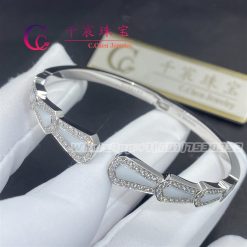 Garrard Fanfare Diamond And Mother Of Pearl Bangle In 18ct White Gold 2015949all (6)