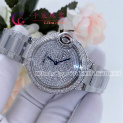 Cartier Ballon Bleu De Cartier Watch 33 MM White Gold Diamonds WE902048