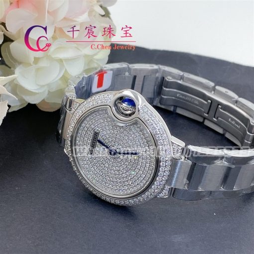 Cartier Ballon Bleu De Cartier Watch 33 Mm White Gold Diamonds We902048 (10)