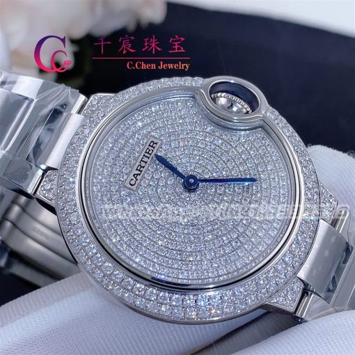 Cartier Ballon Bleu De Cartier Watch 33 Mm White Gold Diamonds We902048 (5)